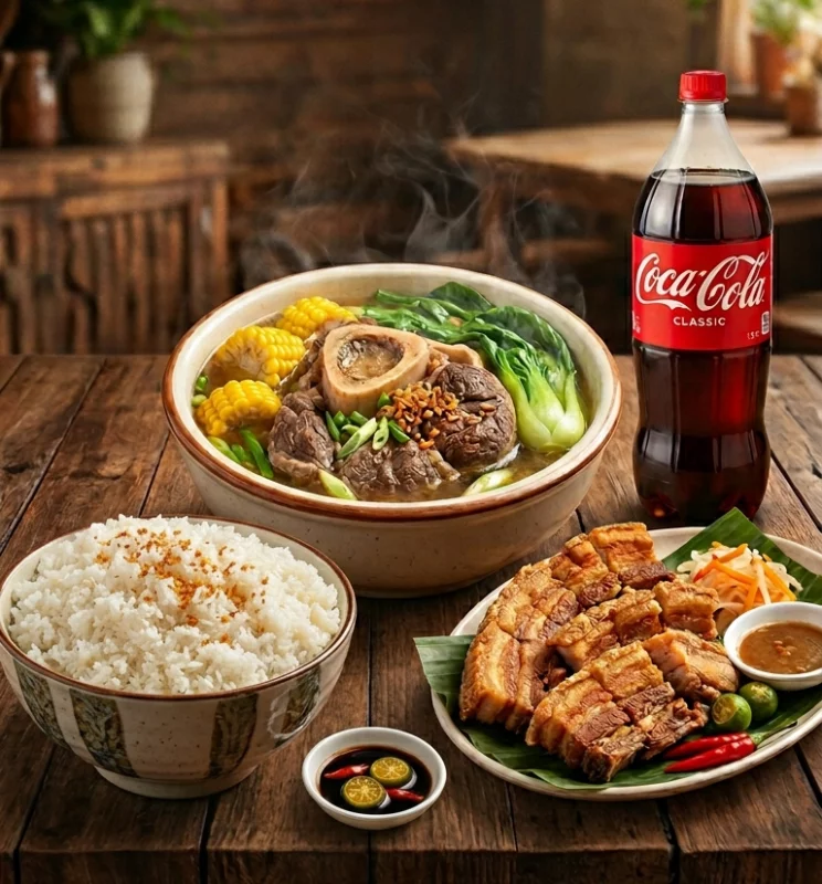 BF 1: Bulalo, Rice, Coke, Lechon kawali