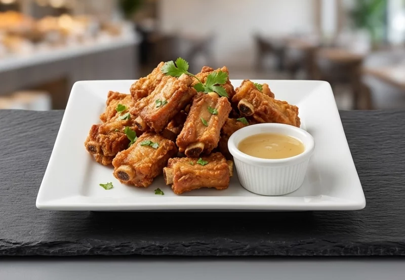 Breaded Fried Pork Spareribs with Garlic Butter